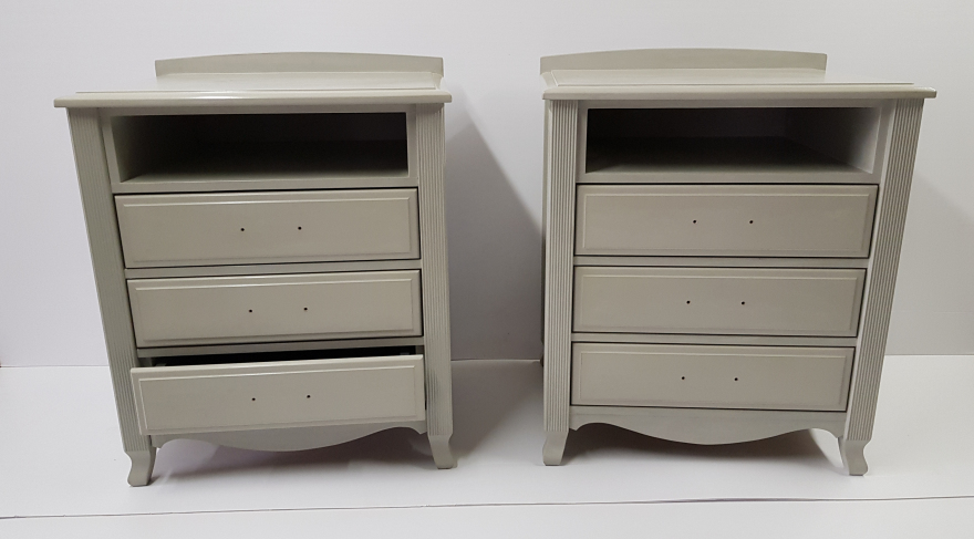 Two bedside tables with fluted legs painted in Annie Sloan chalk paint